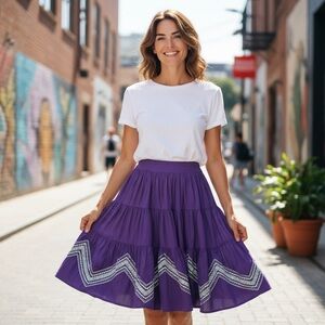 Vintage Southwestern Purple Tiered Skirt
